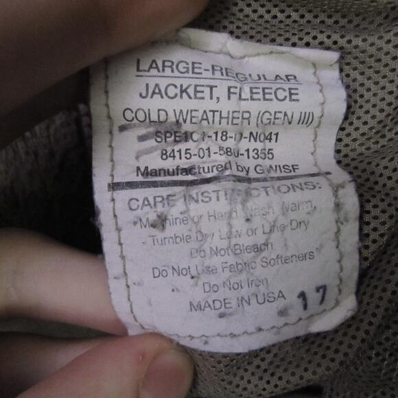 US Army ECWCS Gen III Fleece Jacket Mens Large Regular Made USA - Picture 4 of 10